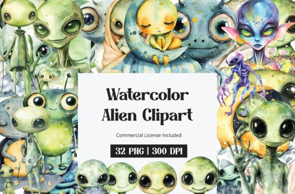 Download Watercolor Alien Clipart - Alien clipart Collection