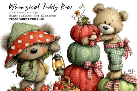 Download Whimsical Teddy Bear Clipart Bundle - Bear clipart Collection