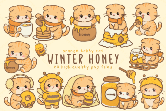 Download Winter Honey Orange Cat Clipart - Premium Resources