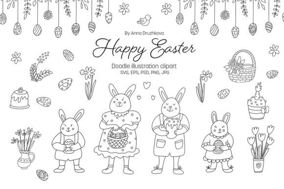 Download Happy Easter Doodle Clipart SVG - Happy easter Collection