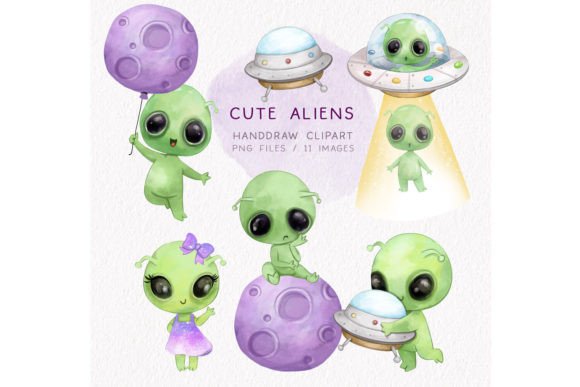 Download UFO, Alien Clipart, Instant Download - Alien clipart Collection