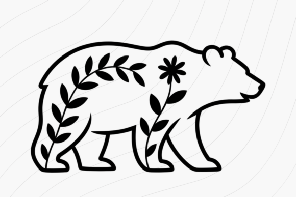 Download Floral Bear Line Art PNG - Bear line art Collection