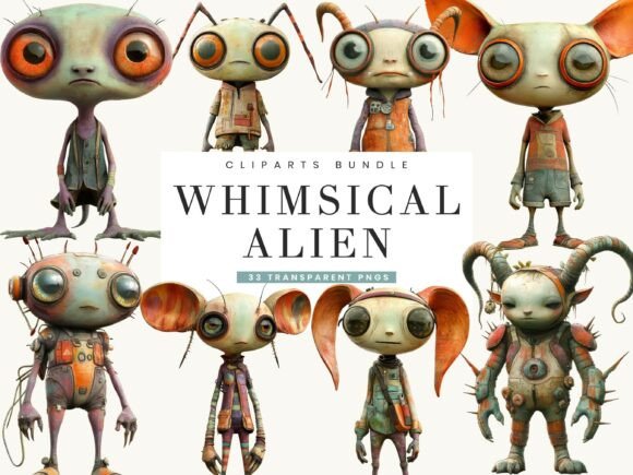 Download Whimsical Alien Clipart Bundle - Alien clipart Collection