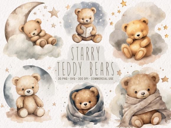Download Watercolor Teddy Bear Clipart Bundle - Bear clipart Collection