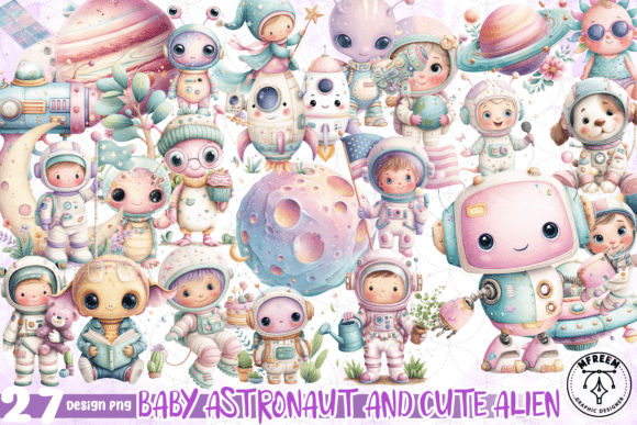 Download Baby Astronaut and Cute Alien Clipart - Alien clipart Collection
