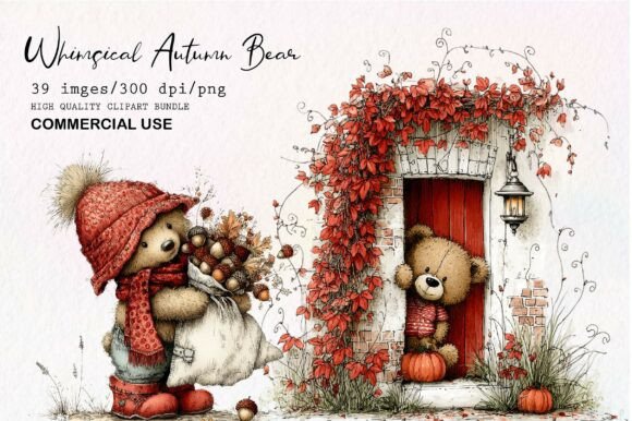 Download Whimsical Autumn Bear Clipart - Bear clipart Collection